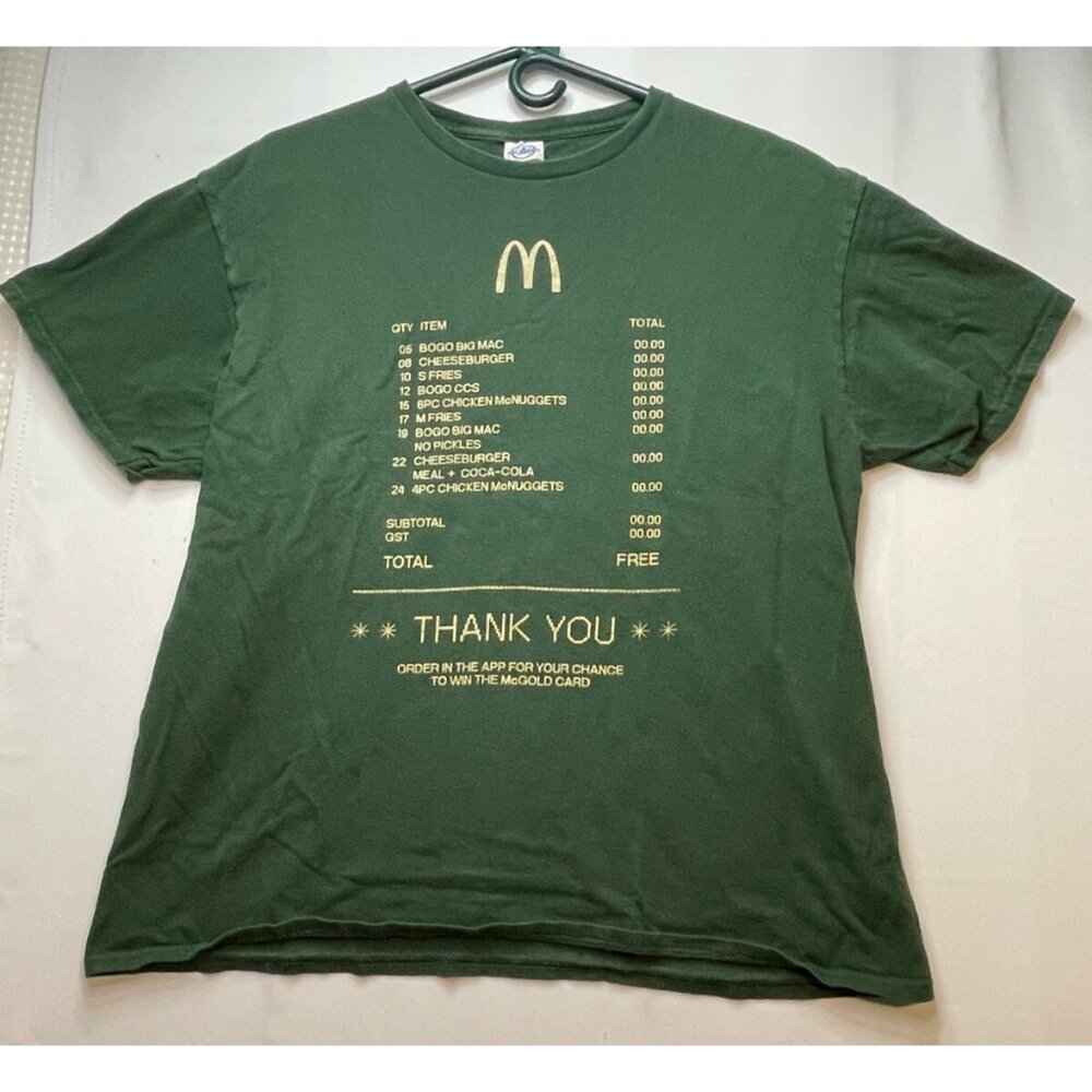 McDonald's McGold Card shirt mens XL short sleeve crew neck green